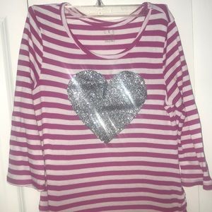 A pink striped shirt with a cool glittery heart!!